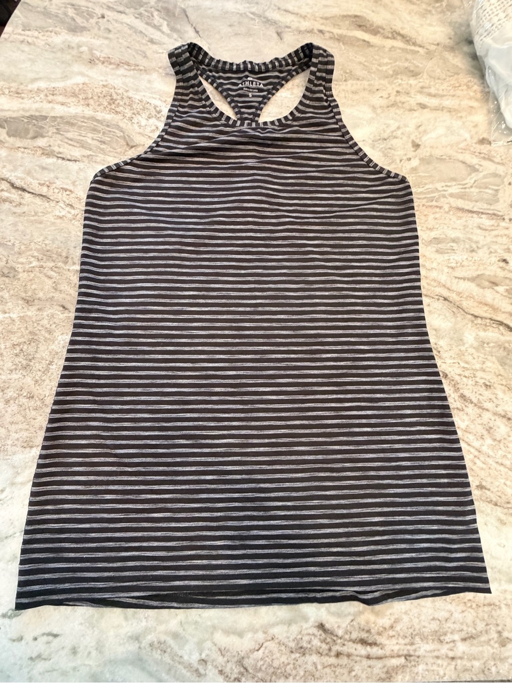 Athleta Black Gray Striped Racerback Workout Tank Top Size Small